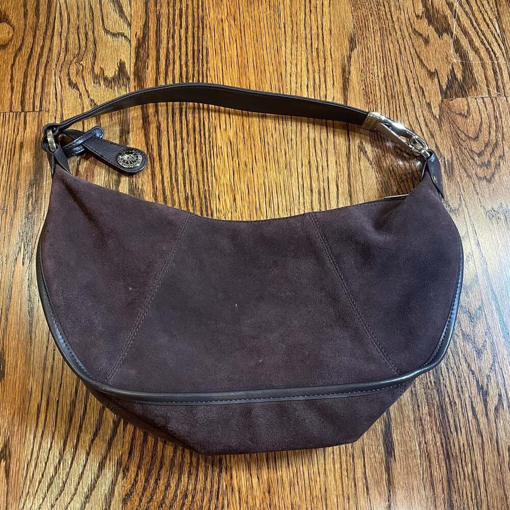 Anne Klein Brown Suede Leather Shoulder Bag